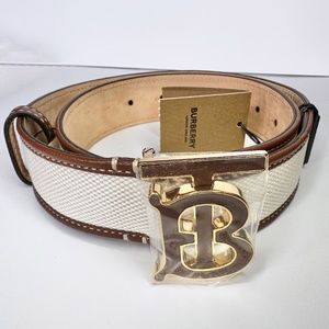 Authentic Burberry  Monogram Canvas & Leather Belt***size small***NWT  MSRP $490